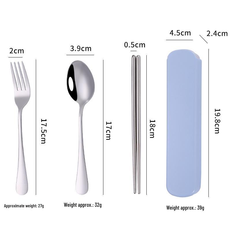Stainless Steel 3-Piece Portable Cutlery Set with Box - Ideal Student/Child Gift
