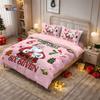 3Pcs Pink Santa Claus 67 Element Printed Coreless Duvet Cover Set Multi Size Bedroom Bedding Holiday Decoration Machine Washable