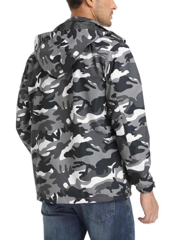 Mountain Light Jacket Windbreaker Jumper Outdoor Water Repellent Lightweight Autumn Winter Spring Camping Black Camouflage M [TACVASEN] Men's