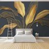 Modern Style Mural 3d Stereo Abstract Plants Golden Leaf Wall Mural Living Room Tv Sofa Bedroom Wallpaper