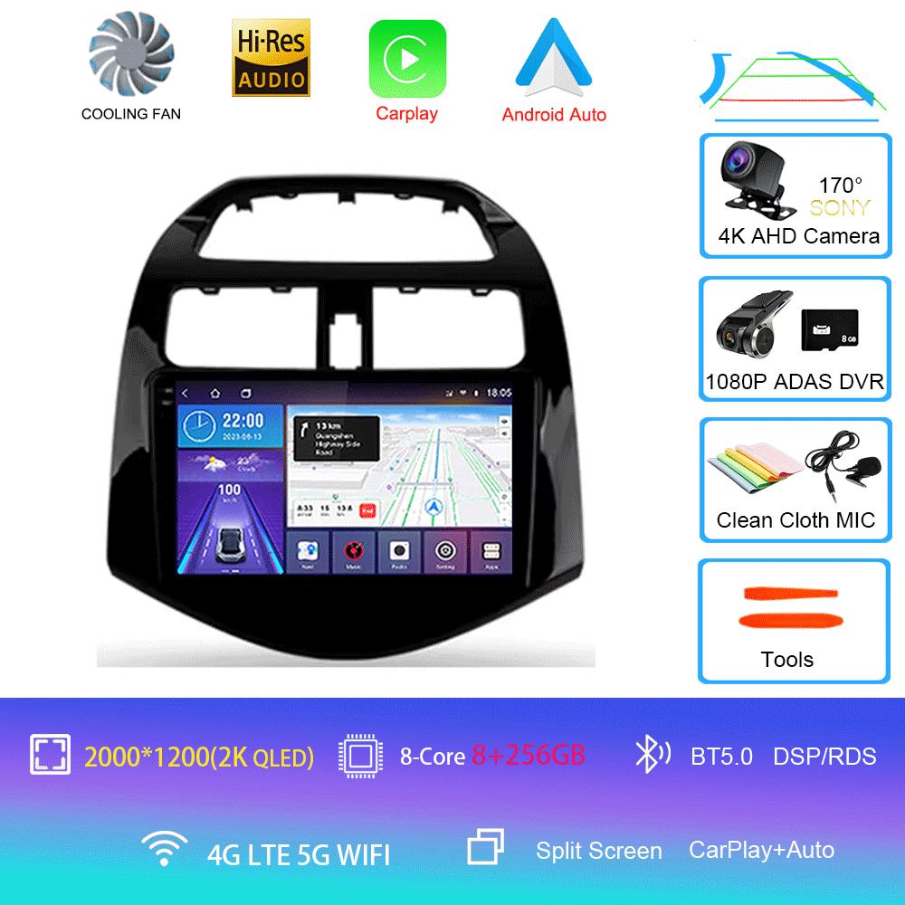 Автомобильный радиоприемник Android 14 Carplay Auto Multimedia Player для Chevrolet Spark Beat Matiz Creative 2009 - 2016 E53 X5 M5 2din Stereo