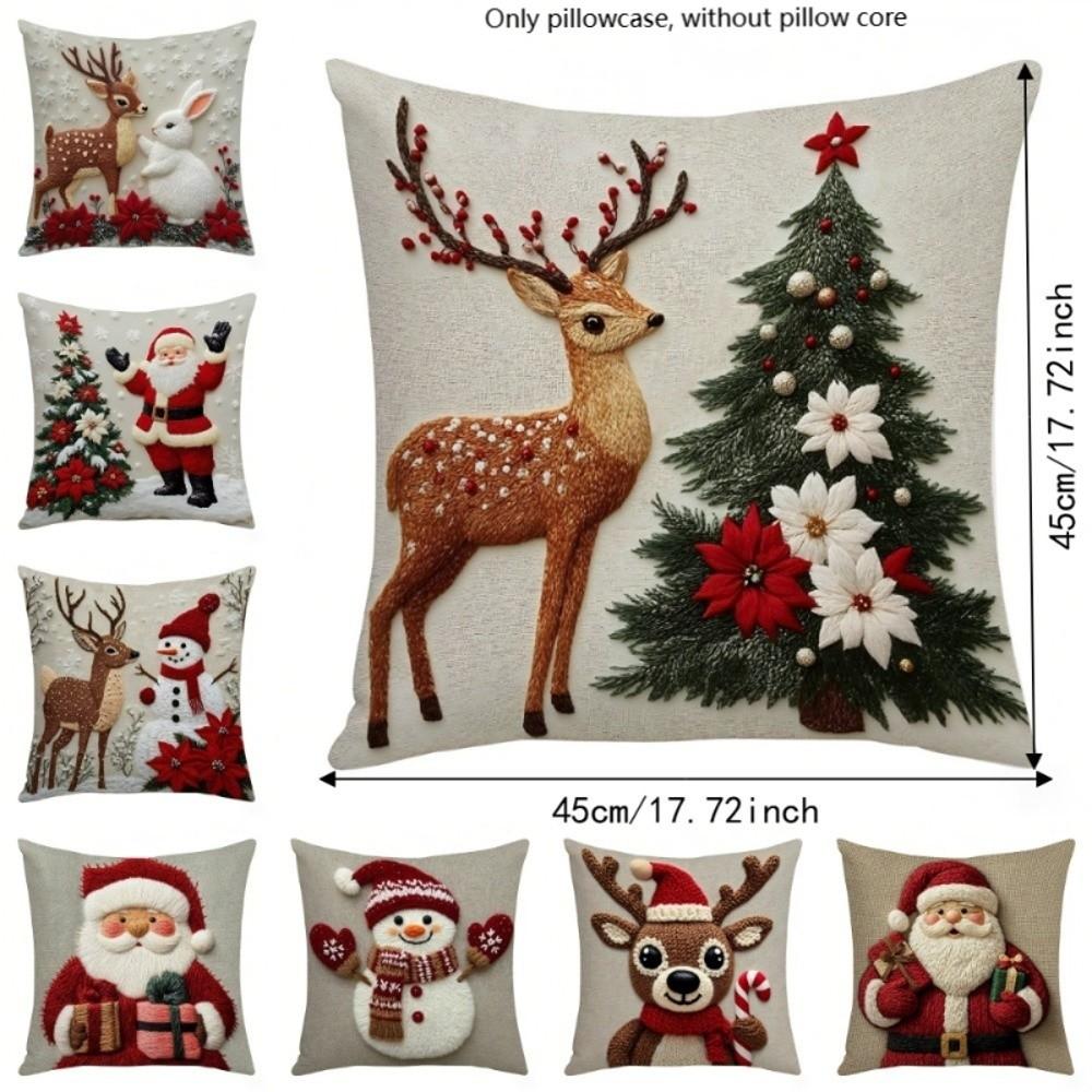 Soft Christmas Pillow Covers Tree Xmas Pillowslip Cartoon Cute Snowman Pillow Cover Home
