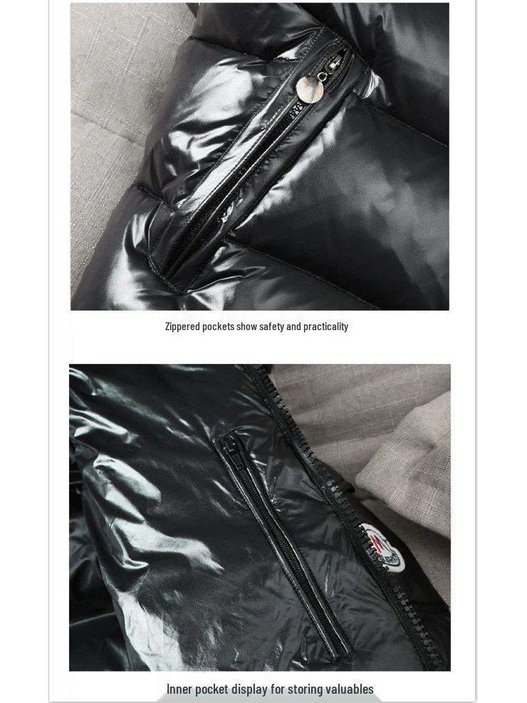 Зимняя парная блестящая пуховая куртка с капюшоном - Не требующая стирки, утолщенная верхняя одежда на пуху для мужчин и женщин