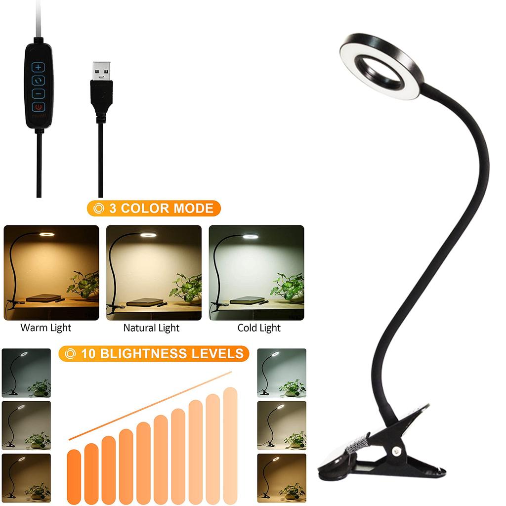 Clip On Desk Lamp USB Table Lamp Eye Protection LED Table Light Bendable Flexible Reading Desk Lamp Nail Tattoo Reading Beauty