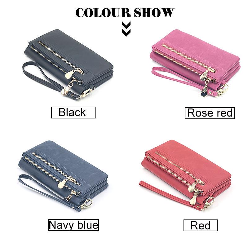 Yogodlns Vintage Frosted Leather Women Long Wallet Fashion Wristlet Clutch Purse Handbags