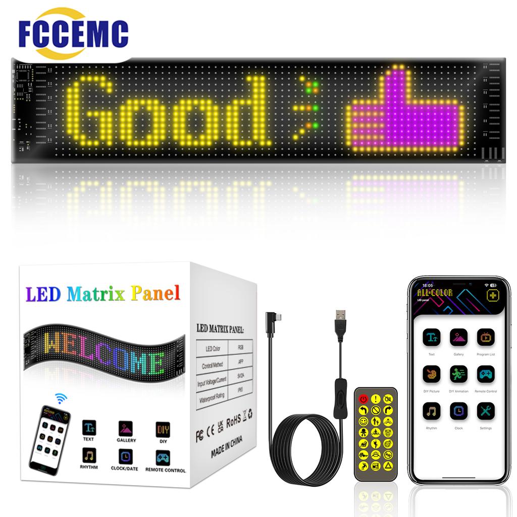 LED Car Pixel Panel Light Scrolling Bright Advertising LED Signs Flexible Screen USB Bluetooth App Control for Taxi Rear Window