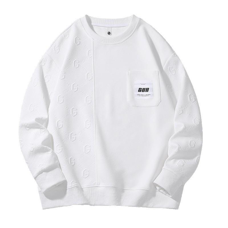 Весна и осень свободный мужской модный повседневный круглый вырез с принтом в стиле пэчворк мужской пуловер с капюшоном