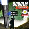 НОВЫЙ ABS 9000LM высокомощный светодиодный фонарик со встроенной батареей 2000 мАч, перезаряжаемые светодиодные фонарики с зумом 1000 м для кемпинга