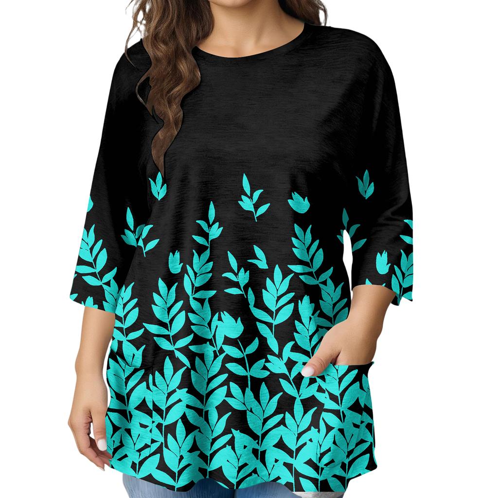 Женская модная блузка большого размера с принтом и коротким рукавом для элегантных поездок на работу и повседневной носки