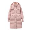 Пуховик женский зима 2024 новый средний и длинный утолщенный белый утиный пуховый пуховик до колена