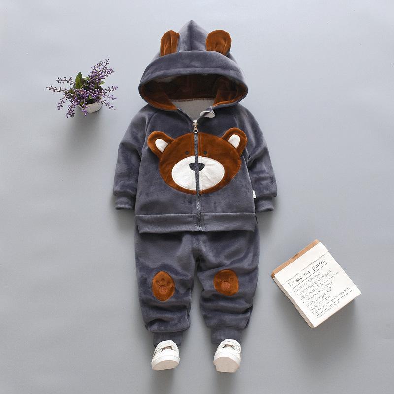 New Winter Girls Plush Set for Boys Casual Sports Two-piece Set for Baby Toddler Outdoor Clothing Sets