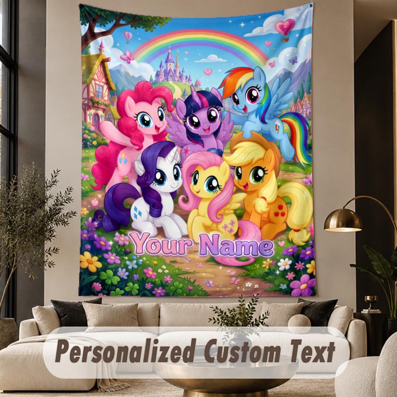Гобелен с печатью на заказ, узор My Little Pony, большой настенный гобелен, декор для комнаты