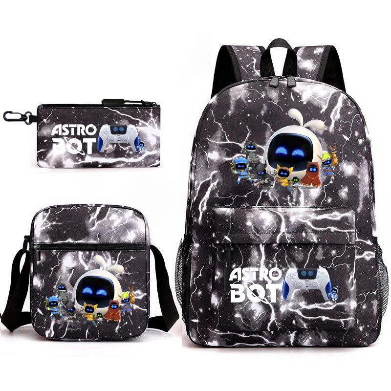 Teen Schoolbag, Universe Robot, Primary School Student Starry Sky Personality Heat Transfer Backpack Three-piece Set