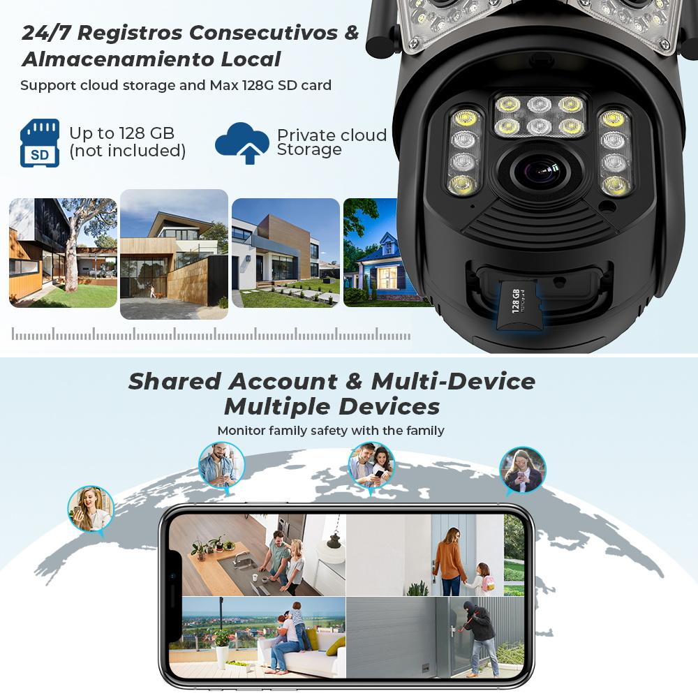 6K 12MP Wifi камера PTZ три экрана наружное автоматическое слежение ночное видение охранная система видеонаблюдения камера IP iCSee