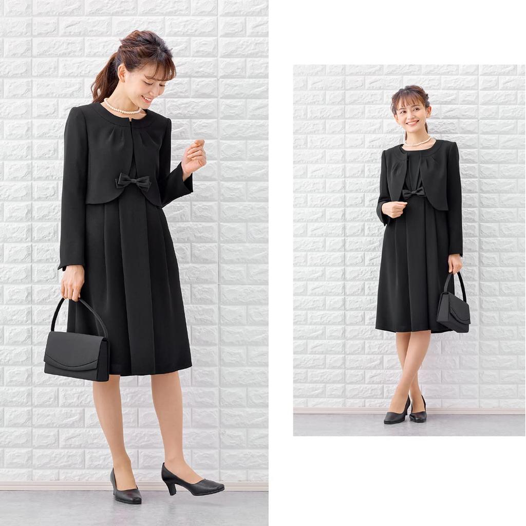 Black Formal Mourning Clothes Ensemble One Piece Formal Clothes Washable for Ceremonial Occasions [Margaret Gold] Women's M426-09