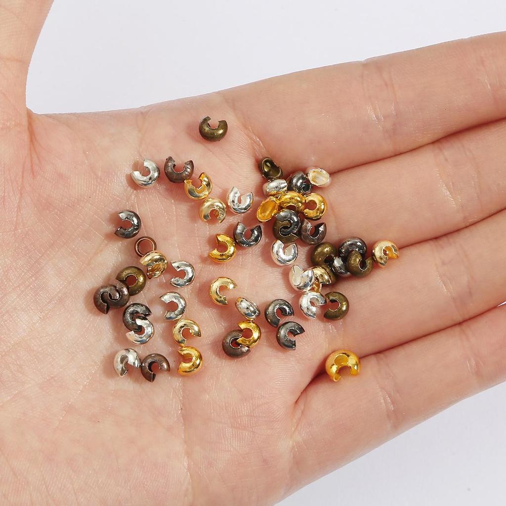 100 шт., железные обжимные чехлы для бусин, круглые обжимные крышки, зажимы, наконечники, крышка с узлом, металлическая крышка для самостоятельного поиска ювелирных изделий