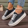Women's Shoes 2024 Brand Lace-up Women's Vulcanize Shoes Fashion Crystal Hot Sale Bordered Plus Size Comfortable Casual Shoes