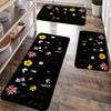 1Pcs Black Color Flower Pattern Floor Mat Modern Kitchen Polyester Rug Non-Slip Colorful Indoor Carpet, For Home Bathroom Bedroom Living Room Decor