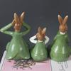 3Pcs Rabbit Sculpture Eye-catching Decorative Wear Resistant Modern Purple Green Easter Rabbit Figurine Decor Home Supplies