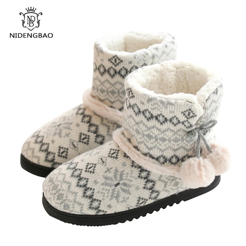 Женские зимние тапочки, плюшевые ботильоны, домашние тапочки для женщин, на плоской подошве, с хлопковой подошвой, нескользящие мягкие тапочки для женщин