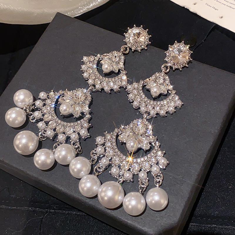 Винтажные серьги-капли с жемчугом и бриллиантовой инкрустацией - Ретро-стиль, Легкая роскошь, Высококачественный дизайн
