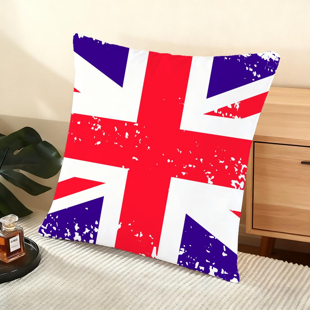 Union Jack Flag Cushion Cover Soft Short Plush Pillow Cover Smooth Cozy Texture Aesthetic Cushion Case Home Decor