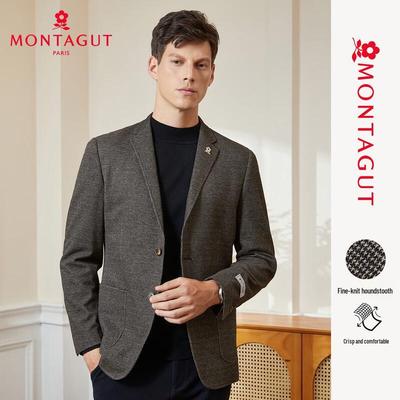 Мужской пиджак MONTAGUT Осень/Зима, ворсистый, в клетку "гусиная лапка", для business casual