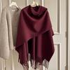 Travel Poncho Warm  Scarf Women  Luxury Thick Blanket Winter Bufanda Shawl Solid Color  Wraps  Female Stoles