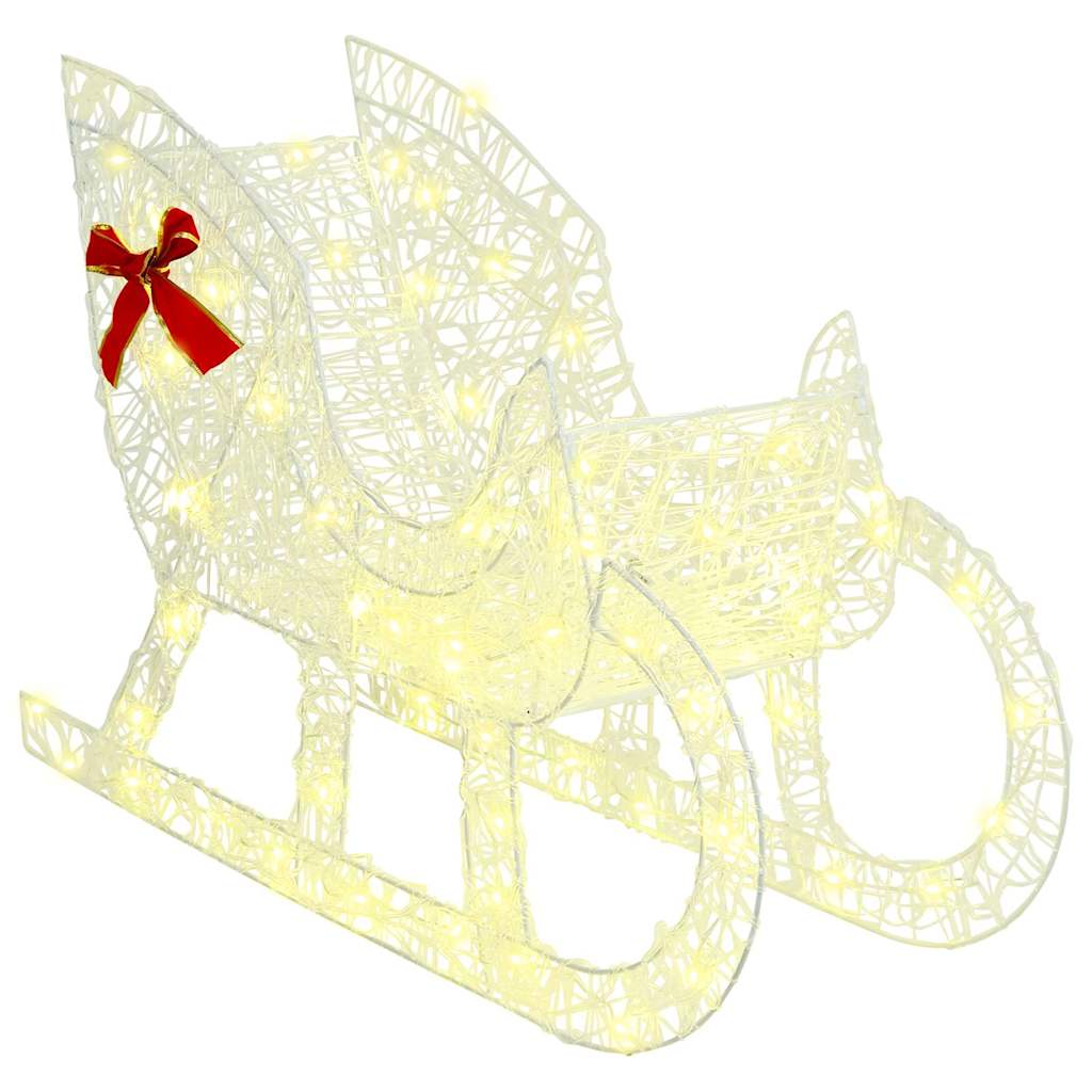 Reindeer Pull Sled Warm White 70 x 26 x 130 cm Acrylic