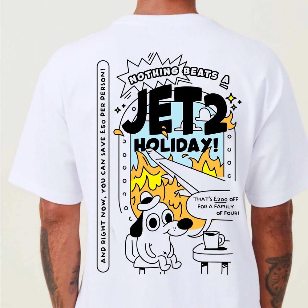 JET2 Holiday x This Is Fine Funny Summer Meme Tee For Travel & Vacation T-Shirt