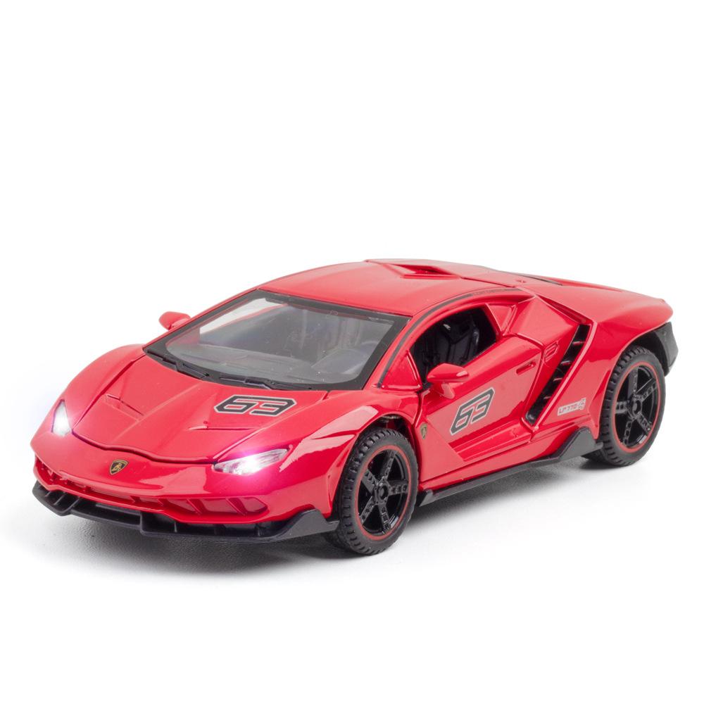 Масштаб 1/32 Lambor LP770-4, литая под давлением модель автомобиля, игрушечный автомобиль с откатным механизмом, звуком и светом для детей, коллекция подарков для мальчиков и девочек