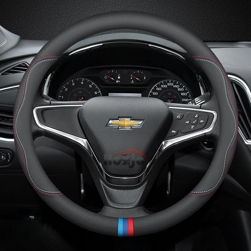AABHO1 Leather Car Steering Wheel Cover for Chevrolet Chevy Malibu Spark tracker Cruze Sonic Camaro Equinox Volt Seeker Accessories