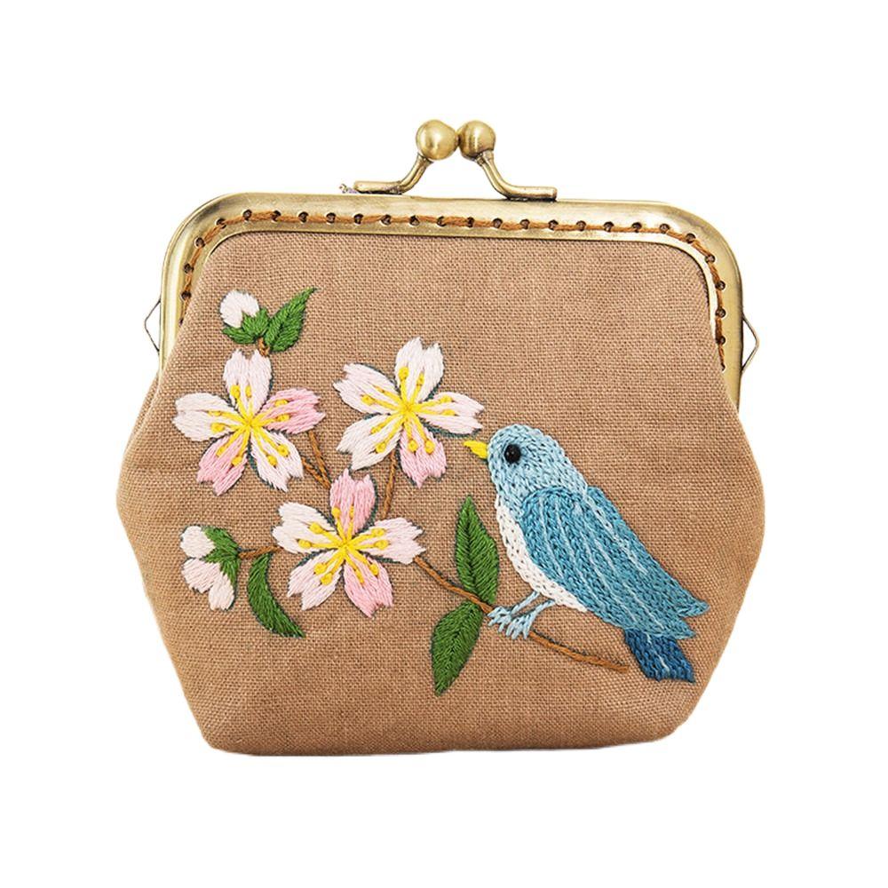 Gift Handmade DIY Crafts Cross Stitch Embroidery Starter Kit Coin Purse Wallet Flower Patterns