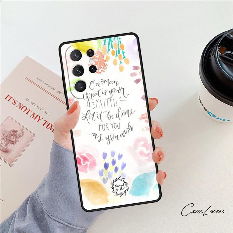 Чехол для телефона с библейским стихом Для Samsung Galaxy S24 S25 S23 S22 Ultra Note 10 20 Plus S20 S21 FE Чехол
