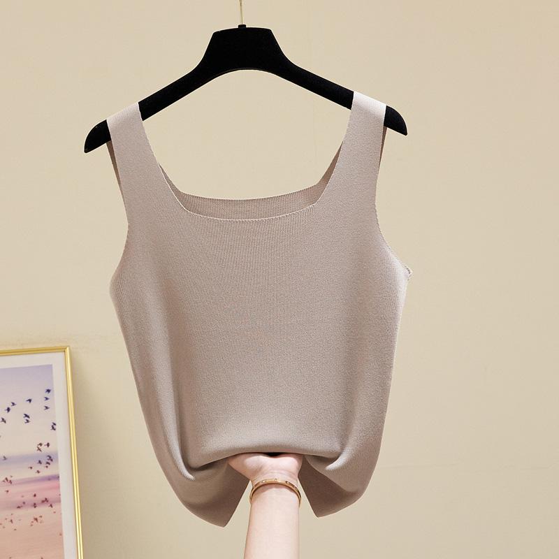 Модные новые летние трикотажные майки без рукавов женские с квадратным воротником черно-белые трикотажные майки женские топы JJ22