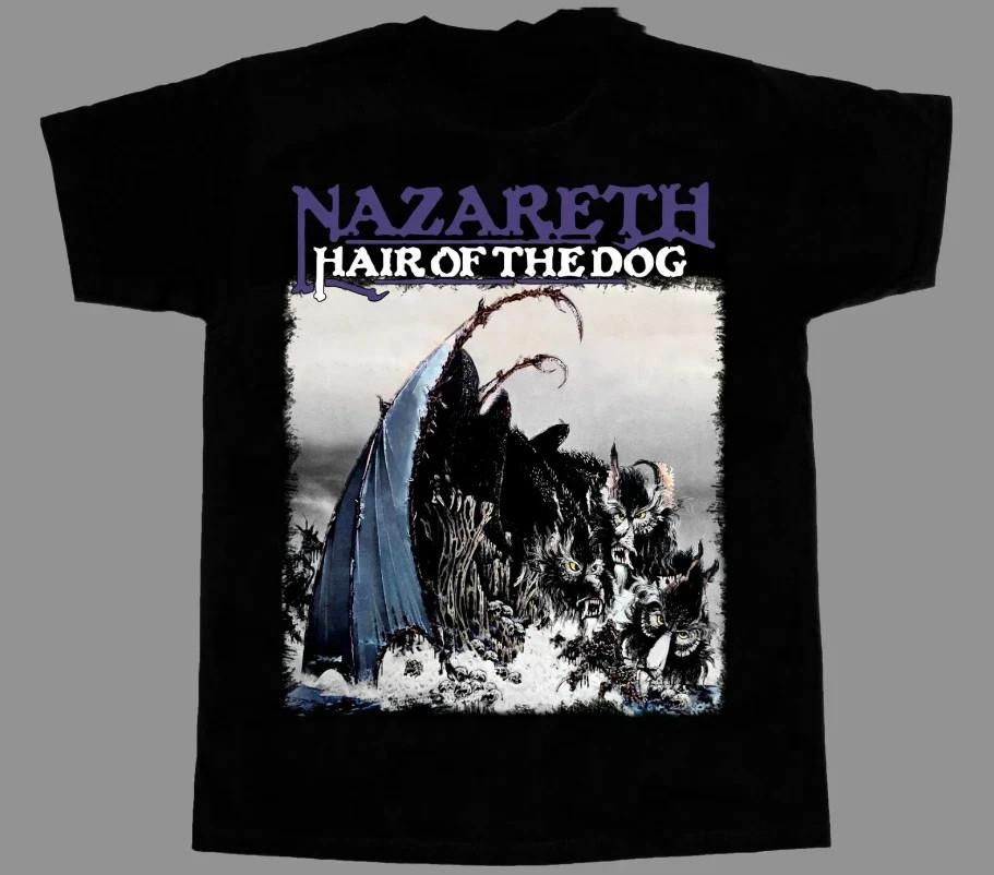 Винтажная футболка NAZARETH HAIR OF THE DOG из плотного хлопка, черная, полноразмерная, унисекс