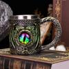 450mL Stainless Steel Beer Mug with Resin Handle Personality Dragon Eyes Tea Milk Coffee Beverage Cup Office and Home Drinkware