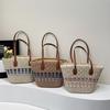 Women'S Casual Handmade Straw Tote Bag Summer Beach Lightweight Woven Large Capacity Zipper Shoulder Messenger Bag