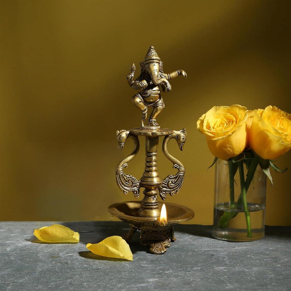 Медные танцы Ганеша Масло Дия с основой, Дияс для Пуджи Последние новости