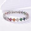 2026 Silver Full Diamond Colored Four-leaf Clover Bracelet, Micro-set Bracelet Light Luxury Jewelry Personalized Trend Couple Accessories