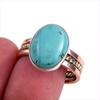 Natural Tibetan Turquoise Gemstone Two Tone 925 Sterling Silver Ring Size 9 r1M18