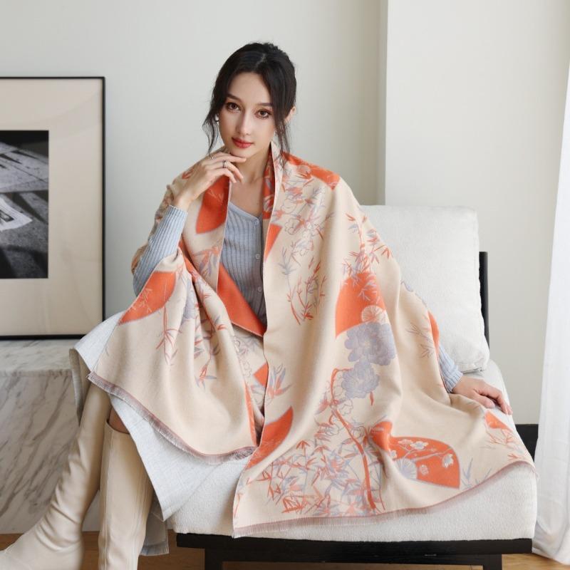 Long Scarf Mother Winter Imitation Cashmere Jacquard Versatile Warm Scarf Women's Retro Thickened Air Conditioner Shawl