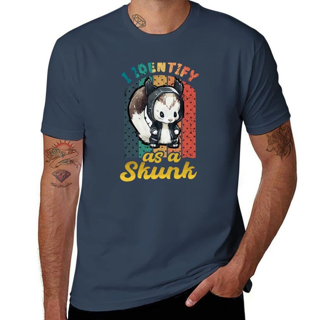 I Dientify As A Skunk TShirt Large Size Loose Casual Tee TShirt