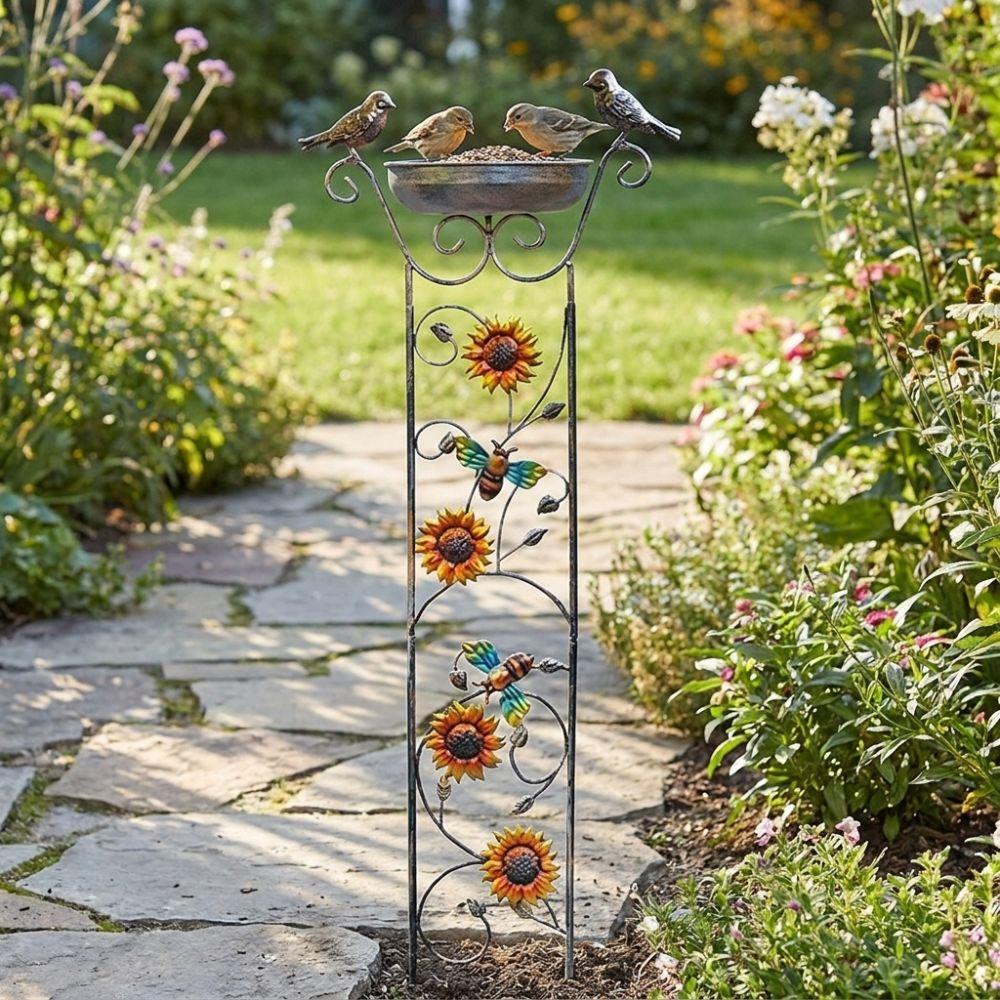 Freestanding Metal Bird Bath Sturdy Bird Bath Feeder Climbing Plant Support Patio