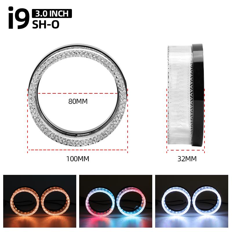 2.5/3.0Inch WRGB LED Angel Eyes Shrouds For Xenon LED Projector Lens Revolving Dynamic Turn Signal Flowing Halo Bezels
