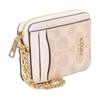 New COACH Zip Top Card Case Artificial Leather With Recycled Leather Card Holder Women's Sand Yellow & Chalk White CW883-IMXDM
