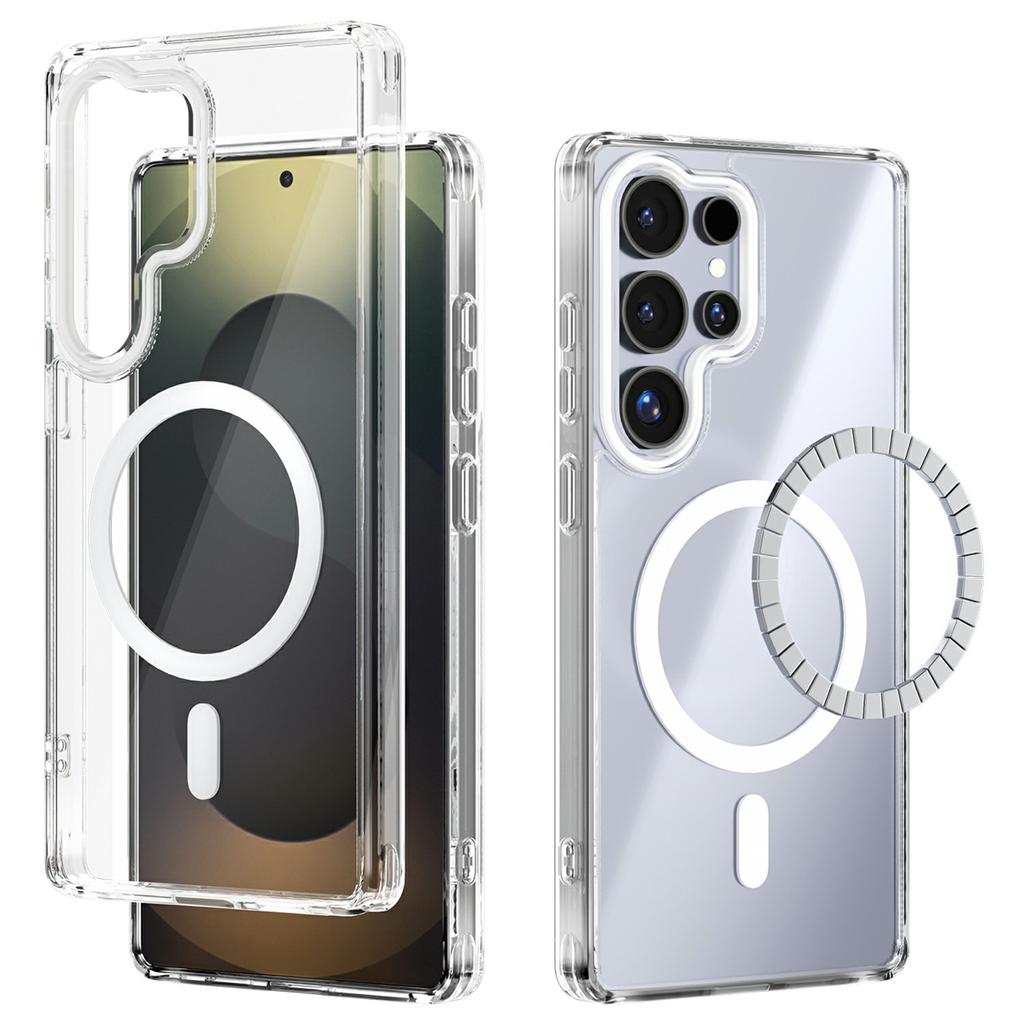 For Samsung Galaxy S25 Ultra Case Compatible with MagSafe Anti Scratch Clear TPU PC Phone Back Cover