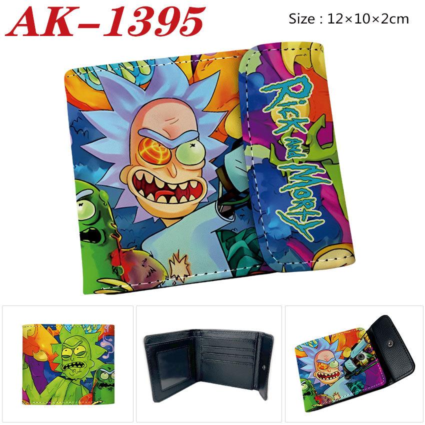 Rick and Morty Wallet PU Leather Snap Button Bifold Anime Card Holder Portable Short Purse