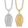 Fashion Stainless Steel Virgin Mary Pendant Necklace for Women Men Gold Plated Clavicle Chain Hip Hop Jewelry