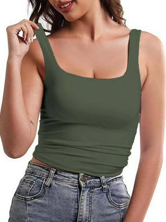 Женская летняя майка без рукавов с квадратным вырезом - Стильный дизайн